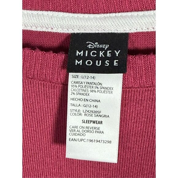 Disney Mickey Minnie‎ Mouse Soft LS Sleep Shirt Womens L Red Holiday Snow - Picture 4 of 9